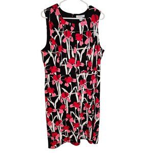 LIZ Claiborne Woman SZ XL Midi Shift Iris Floral Print Dress Colorful  Bohemian